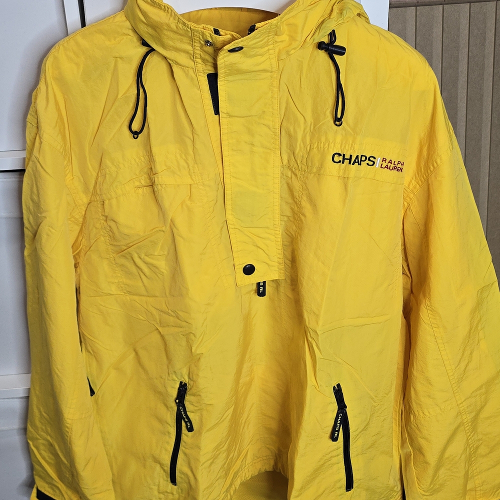 Vintage 90s Chaps Ralph Lauren Yellow Windbreaker Jacket Mens Large